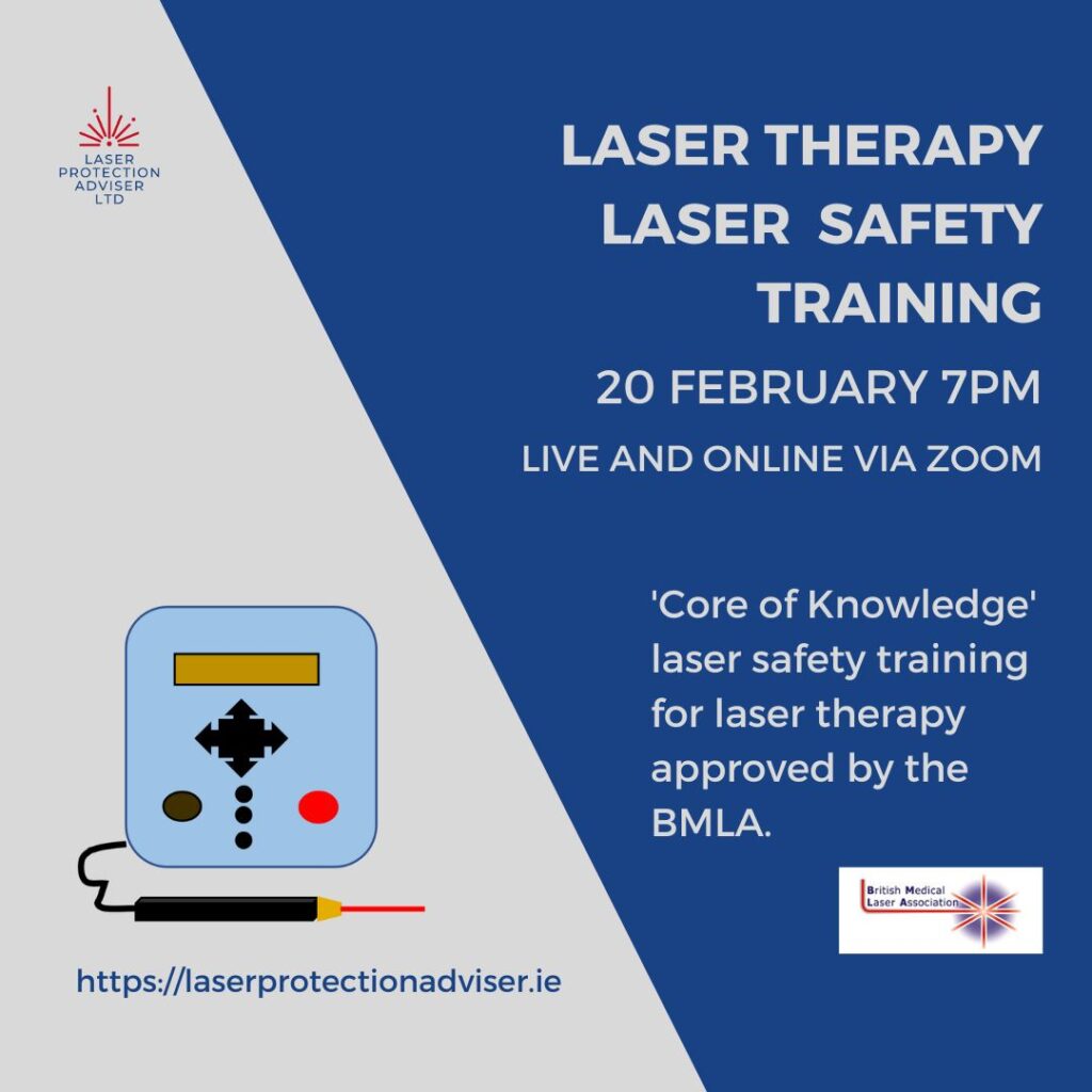 BMLA Approved Laser Therapy Safety Course for physiotherapist chiropractors veterinarians podiatrist